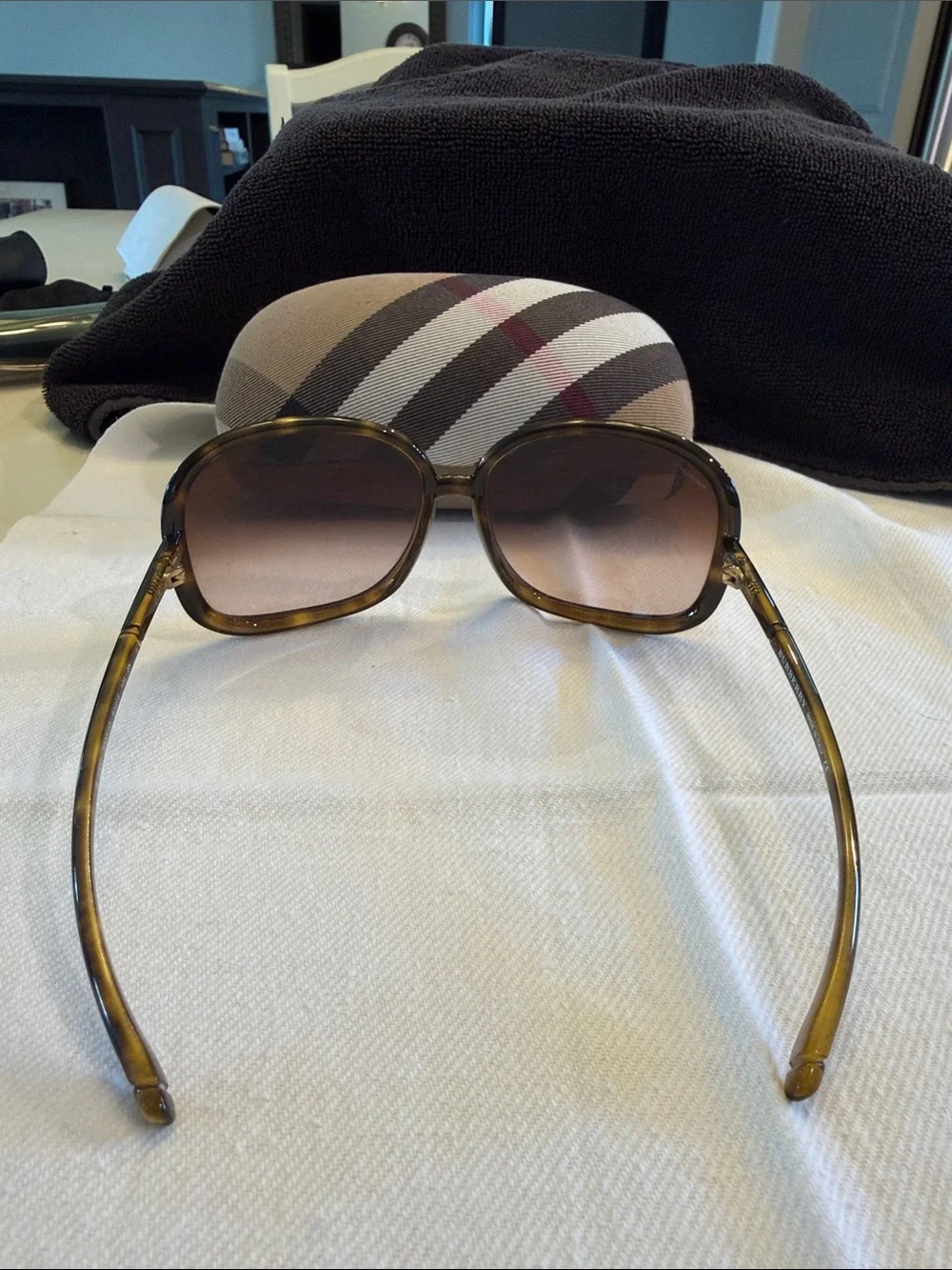 Burberry Women's Tortoiseshell Sunglasses with Brown Gradient Lenses.